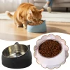 Plastic Stainless Steel Cat Bowl Tilted Neck Protection Cat Dog Non Slip Food Drinking Water Feeder Pet Bowl Accessories